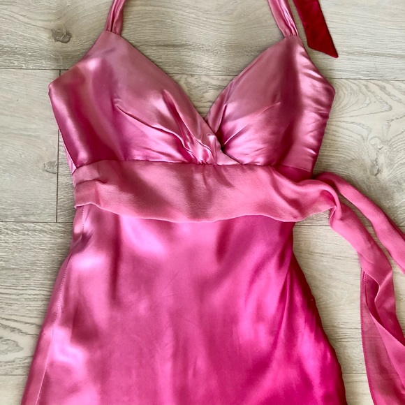 Cache Pink Ombré Satin Silk Halter Gown Dress - Picture 8 of 16